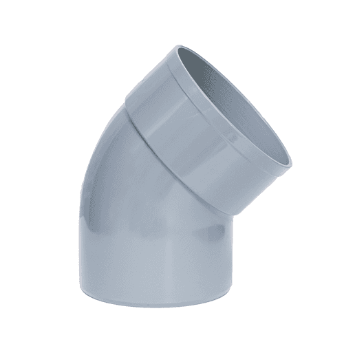 Codo sanitario de PVC, diámetro 110 mm, 45°, Hembra/Macho.