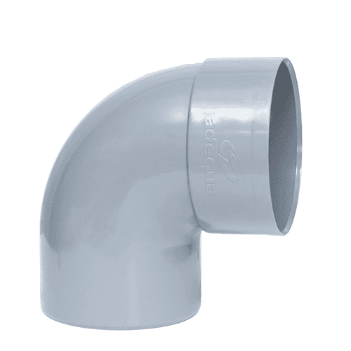 Codo sanitario de PVC, diámetro 110 mm, 90°, Hembra/Macho.