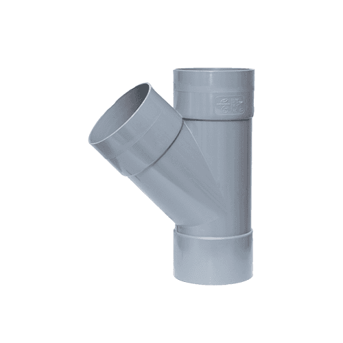 Y sanitaria de PVC, diámetro 50 mm, 45°, Hembra/Hembra.