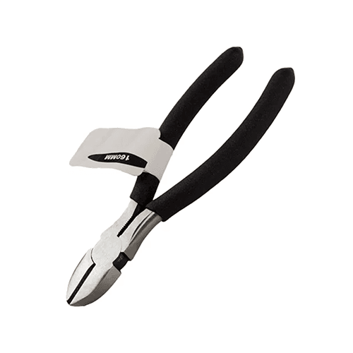 Pinza de corte, mango plástico, longitud 160 mm.