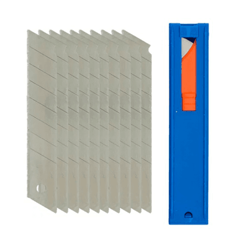 Estuche de 10 cuchillas de repuesto para Cutter, hoja de 18 mm.