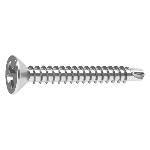 Bolsa de 15 tornillos para metal con cabeza fresada y longitud 45 mm.