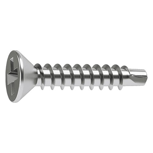 Bolsa de 25 tornillos para metal con cabeza fresada y longitud 19 mm.