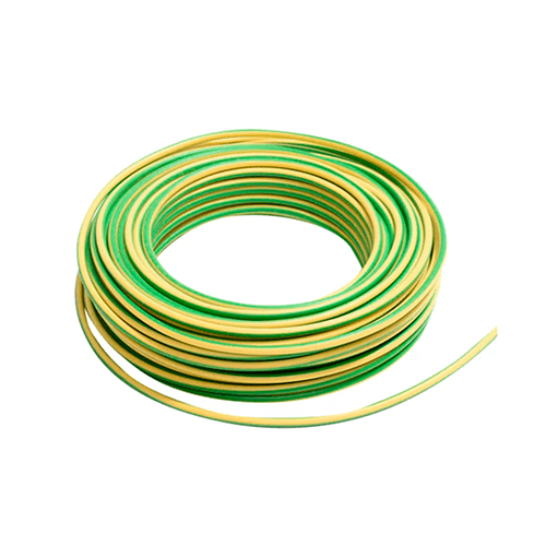 Cable eléctrico 10 AWG (6 mm2) color verde-amarillo, rollo de 25 m.