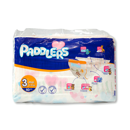 Paddlers baby culeros midi 4-9kg, 40 unidades