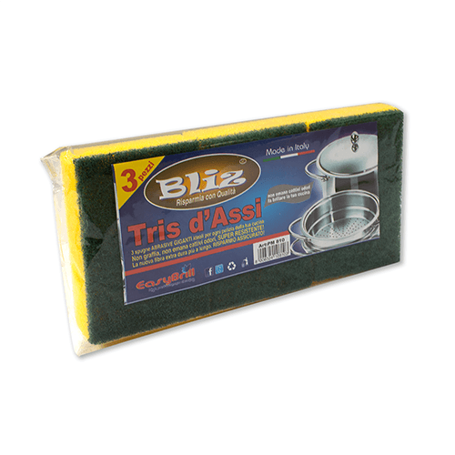 Esponja abrasiva para fregar Tris d'assi, 3 unidades