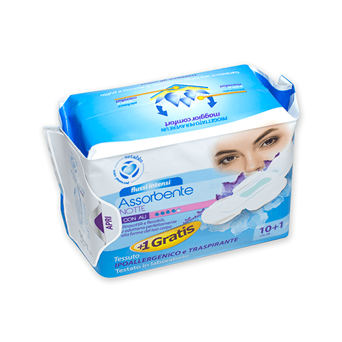 Almohadillas sanitarias con alas, para la noche, 11 unidades
