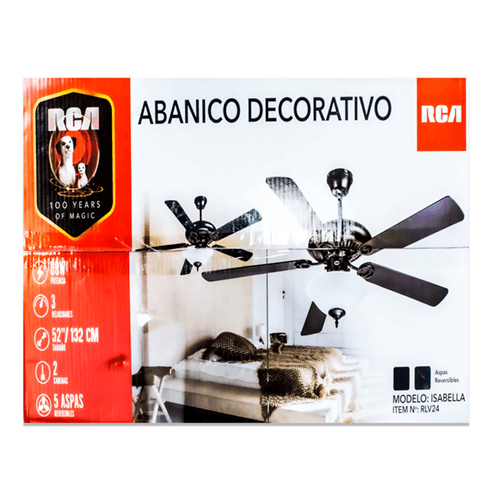 Ventilador de techo decorativo. Aspas reversibles negro-negro jaspeado