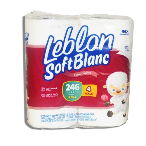 Papel higiénico. Lebrón Soft blanc. (4 rollos)