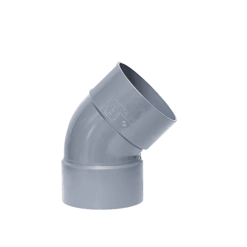 Codo sanitario de PVC, diámetro 50 mm, 45°, Hembra/Hembra