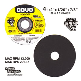 Disco para corte de metal, 4.5¨, CV-CW-1512