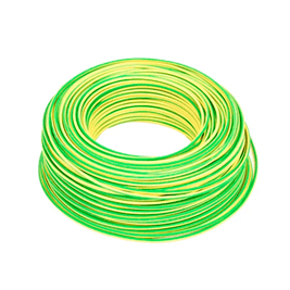 Cable eléctrico 10 AWG (6 mm2) color verde-amarillo, rollo de 50 m.