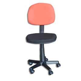 Silla giratoria, forro de tela negra y roja