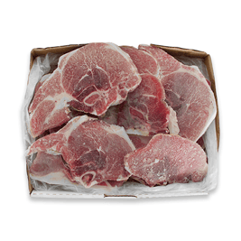 Chuleta de cerdo c/ hueso (caja 10 libras). Importado de EEUU.