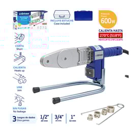 Termofusora con 3 medidas para soldar tuberías de PPR 600 W  (GV-TF-3S)