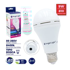   Bombillo Led  recargable de luz blanca 9 W (A105-A70-9W-E)