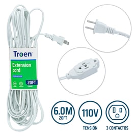 Extensión eléctrica 3 contactos, 6m