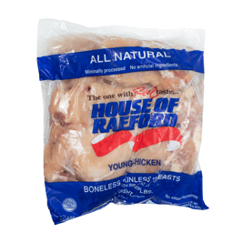 Pechuga de pollo sin hueso y sin piel (10 libras). Producido en EEUU.