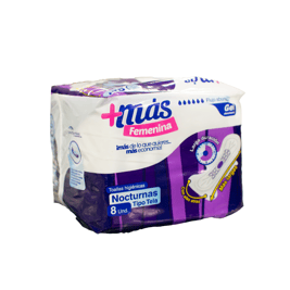 Almohadillas sanitarias nocturnas con doble alas, 8 u