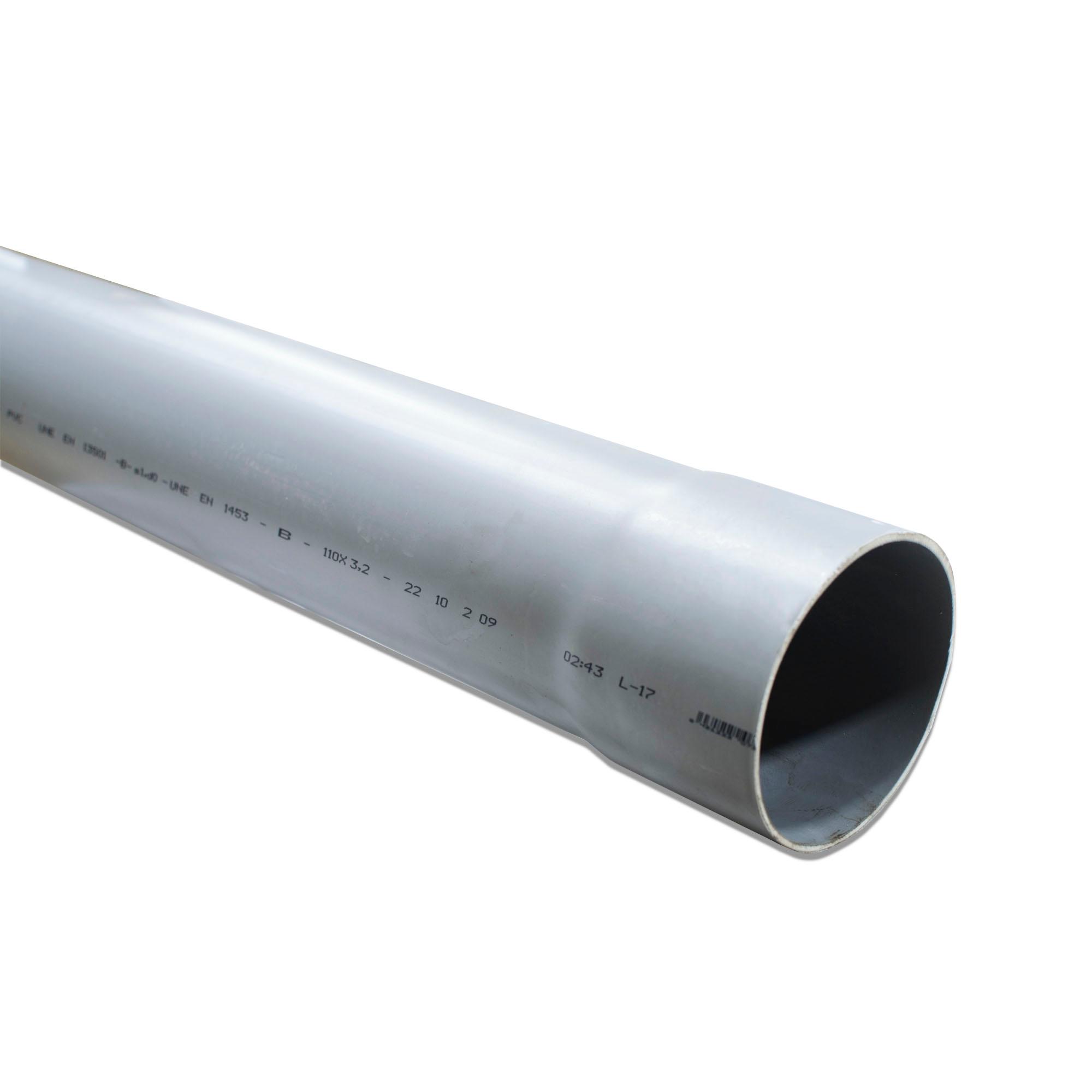 Tubo sanitario de PVC, diámetro 110 mm, longitud 3 m